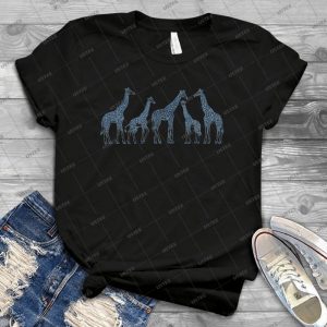 Navy Blue Giraffes On White 51 - Vintage Men's Shirt Tshirt For Women Classic Handmade Shirt Retro Graphic Tee