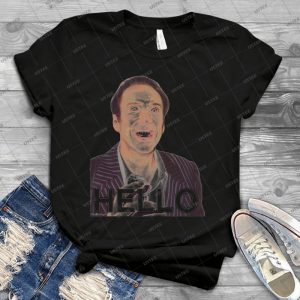 Nicolas Cage-Hello Sticker - Best Unisex Trending Handmade T-shirt Gift Idea For Men T-shirt For Woman