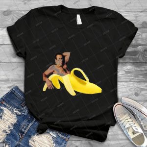 Nicolas Cage In A Banana - Bright Yellow 3 - Vintage Men's Shirt Tshirt For Women Classic Handmade Shirt Retro Graphic Tee