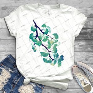 O Ginkgo - In Green - 91 - Vintage Men's Shirt Tshirt For Women Classic Handmade Shirt Retro Graphic Tee
