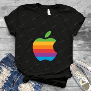 Old Style Rainbow Apple Logo - Vintage Men's Shirt Tshirt For Women Classic Handmade Shirt Retro Graphic Tee
