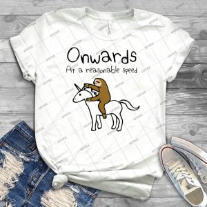 Onwards At A Reasonable Speed - Sloth Riding Unicorn - - Best Unisex Trending Handmade T-shirt Gift Idea For Men T-shirt For Woman