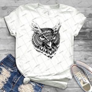 Ornate Owl Head 66 - Vintage Men's Shirt Tshirt For Women Classic Handmade Shirt Retro Graphic Tee