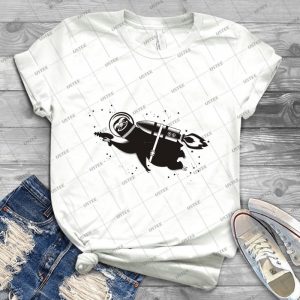 Outer Space Sloth Rocket Ray Gun 88 - Vintage Men's Shirt Tshirt For Women Classic Handmade Shirt Retro Graphic Tee