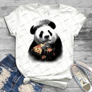 Panda Loves Pizza 24 - Vintage Men's Shirt Tshirt For Women Classic Handmade Shirt Retro Graphic Tee