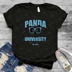 Panda University-Blue - Vintage Men's Shirt Tshirt For Women Classic Handmade Shirt Retro Graphic Tee