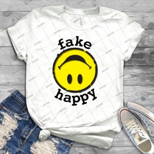 Paramore Fake Happy-Blk - Best Unisex Trending Handmade T-shirt Gift Idea For Men T-shirt For Woman