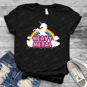 Parodia De Heavy Metal Divertido Arco Iris De Unicornio 91 - Vintage Men's Shirt Tshirt For Women Classic Handmade Shirt Retro Graphic Tee