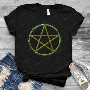 Pentacle With Flowers 13 - Vintage Men's Shirt Tshirt For Women Classic Handmade Shirt Retro Graphic Tee