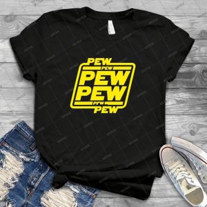Pew Pew Pew - Vintage Men's Shirt Tshirt For Women Classic Handmade Shirt Retro Graphic Tee