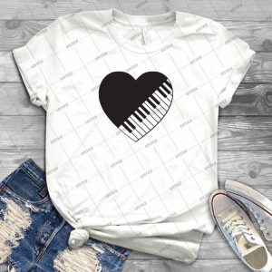 Piano Heart 87 - Vintage Men's Shirt Tshirt For Women Classic Handmade Shirt Retro Graphic Tee