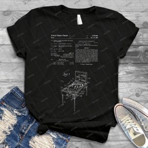 Pinball Machine Patent-Black - Gift Idea Shirt For Men Tee For Women Classic Retro Vintage Graphic T-Shirt