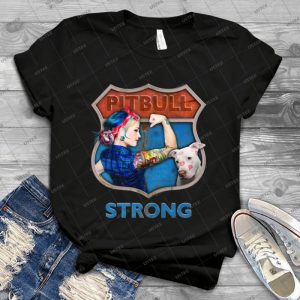 Pitbull Strong - Vintage Men's Shirt Tshirt For Women Classic Handmade Shirt Retro Graphic Tee