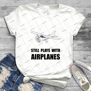 Plays With Airplanes - Gift Idea Shirt For Men Tee For Women Classic Retro Vintage Graphic T-Shirt