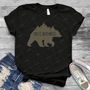 Pnw Mountain Bear - Vintage Men's Shirt Tshirt For Women Classic Handmade Shirt Retro Graphic Tee