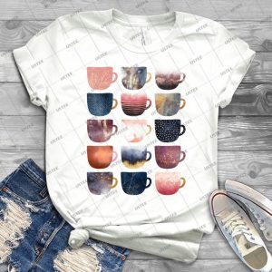 Pretty Coffee Cups 2 56 - Vintage Men's Shirt Tshirt For Women Classic Handmade Shirt Retro Graphic Tee