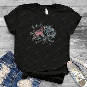 Pretty Succulents Mint And Blue On White Desert Succulent Design - Best Unisex Trending Handmade T-shirt Gift Idea For Men T-shirt For Woman