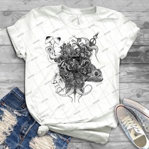 Psilocybinaturearthell Psychedelic Ink Illustration 90 - Vintage Men's Shirt Tshirt For Women Classic Handmade Shirt Retro Graphic Tee