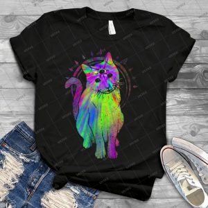 Psychic Psychedelic Cat 68 - Trending Shirt For Women Vintage Retro Tee For Men Kid's T-Shirt Handmade Shirt