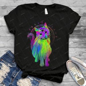 Psychic Psychedelic Cat 98 - Vintage Men's Shirt Tshirt For Women Classic Handmade Shirt Retro Graphic Tee