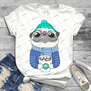Pug With Coffee - Best Unisex Trending Handmade T-shirt Gift Idea For Men T-shirt For Woman