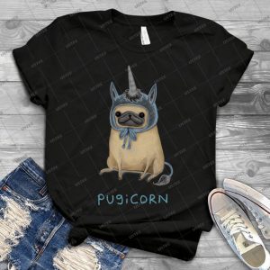 Pugicorn - Fawn 14 - Vintage Men's Shirt Tshirt For Women Classic Handmade Shirt Retro Graphic Tee