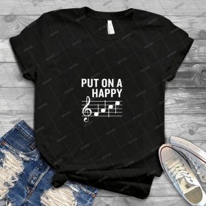 Put On A Happy Face Funny Music Note Joke 8 - Vintage Men's Shirt Tshirt For Women Classic Handmade Shirt Retro Graphic Tee