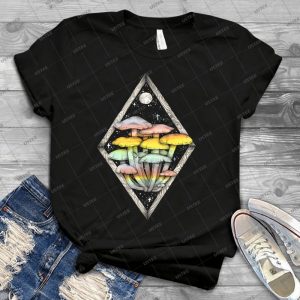 Rainbow Mushrooms -- Psychedelic Illustration By Chrysta Kay - Vintage Men's Shirt Tshirt For Women Classic Handmade Shirt Retro Graphic Tee