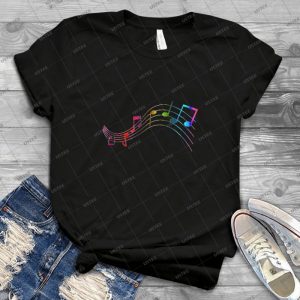 Rainbow Music Note Staff - Gift Idea Shirt For Men Tee For Women Classic Retro Vintage Graphic T-Shirt