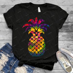 Rainbow Tie Dye Pineapple - Vintage Men's Shirt Tshirt For Women Classic Handmade Shirt Retro Graphic Tee