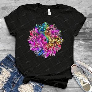 Regenbogen-Aquarell-Paisley-Blume 16 - Vintage Men's Shirt Tshirt For Women Classic Handmade Shirt Retro Graphic Tee