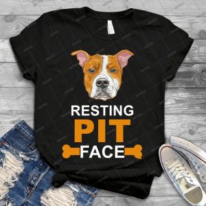Resting Pit Face Pitbull Shirt - Vintage Men's Shirt Tshirt For Women Classic Handmade Shirt Retro Graphic Tee