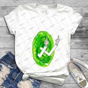 Rick Flipping Off Through Portal - Best Unisex Trending Handmade T-shirt Gift Idea For Men T-shirt For Woman