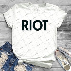 Riot - Black - 47 - Vintage Men's Shirt Tshirt For Women Classic Handmade Shirt Retro Graphic Tee