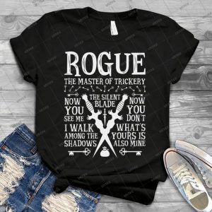 Rogue, The Master Of Trickery - Dungeons &Amp; Dragons - Texto Blanco - 66 - Vintage Men's Shirt Tshirt For Women Classic Handmade Shirt Retro Graphic Tee
