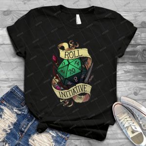 Roll Initiative 83 - Vintage Men's Shirt Tshirt For Women Classic Handmade Shirt Retro Graphic Tee