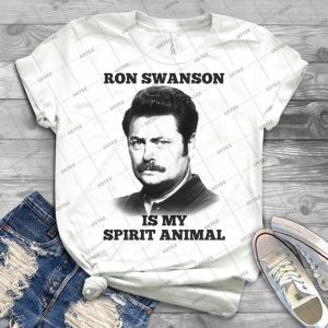 Ron Swanson Is My Spirit Animal 89 - Vintage Men's Shirt Tshirt For Women Classic Handmade Shirt Retro Graphic Tee