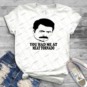 Ron Swanson You Had Me At Meat Tornado 32 - Vintage Men's Shirt Tshirt For Women Classic Handmade Shirt Retro Graphic Tee