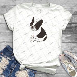 Sag Hallo Zu Der Niedlichen Doppel-Kapuzenpied Franzsisch Bulldog 56 - Trending Shirt For Women Vintage Retro Tee For Men Kid's T-Shirt Handmade Shirt