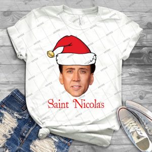 Saint Nicolas Cage Christmas - Gift Idea Shirt For Men Tee For Women Classic Retro Vintage Graphic T-Shirt