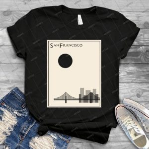 San Francisco Minimalist Travel Poster-Beige Version - Gift Idea Shirt For Men Tee For Women Classic Retro Vintage Graphic T-Shirt