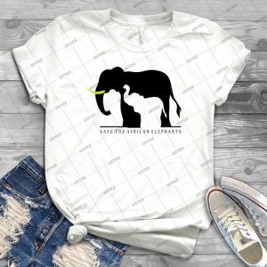Save The African Elephants - White Background - 96 - Vintage Men's Shirt Tshirt For Women Classic Handmade Shirt Retro Graphic Tee