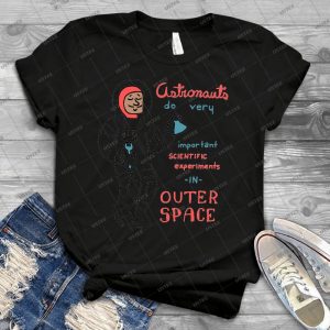 Scientific Astronauts - Funny Cartoon Drawing With Handwritten Text 94 - Vintage Men's Shirt Tshirt For Women Classic Handmade Shirt Retro Graphic Tee