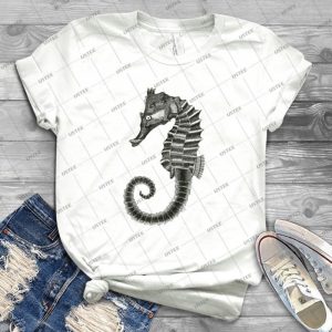 Seahorse 80 - Vintage Men's Shirt Tshirt For Women Classic Handmade Shirt Retro Graphic Tee