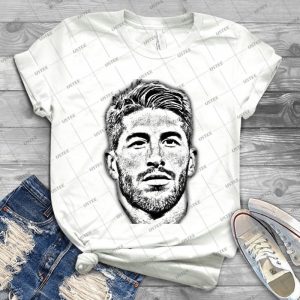 Sergio Ramos Sketch - Vintage Men's Shirt Tshirt For Women Classic Handmade Shirt Retro Graphic Tee
