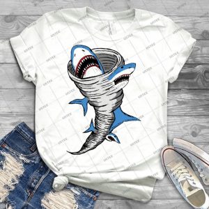 Shark Tornado 45 - Vintage Men's Shirt Tshirt For Women Classic Handmade Shirt Retro Graphic Tee