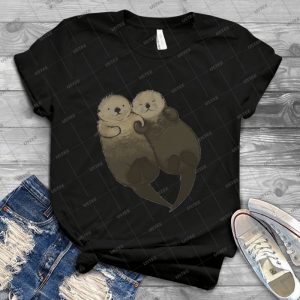 Significant Otters - Otters Holding Hands 8 - Vintage Men's Shirt Tshirt For Women Classic Handmade Shirt Retro Graphic Tee