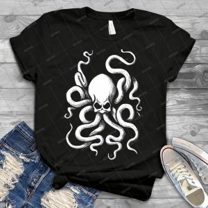 Skulltopus 2 40 - Vintage Men's Shirt Tshirt For Women Classic Handmade Shirt Retro Graphic Tee