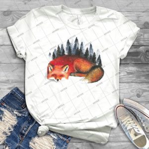 Sleeping Fox 49 - Vintage Men's Shirt Tshirt For Women Classic Handmade Shirt Retro Graphic Tee