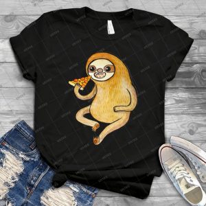 Sloth Eating Pizza 45 - Vintage Men's Shirt Tshirt For Women Classic Handmade Shirt Retro Graphic Tee
